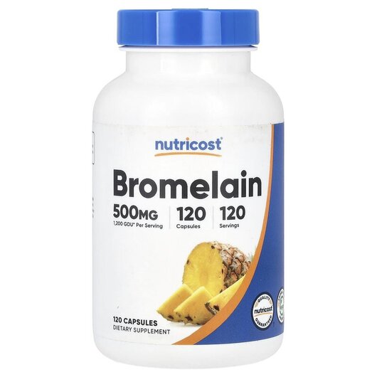 Основное фото товара Bromelain 500 mg Основное фото товара Nutricost, Бромелайн, Bromelain 500 mg, 120 капсул