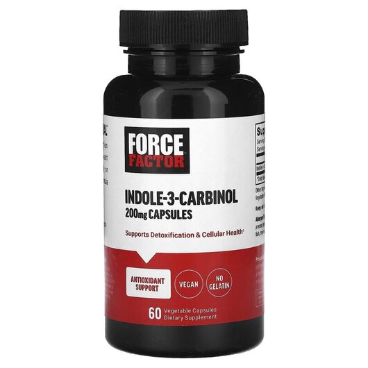 Основное фото товара Force Factor, Индол Карбинол, Indole-3-Carbinol 200 mg, 60 капсул