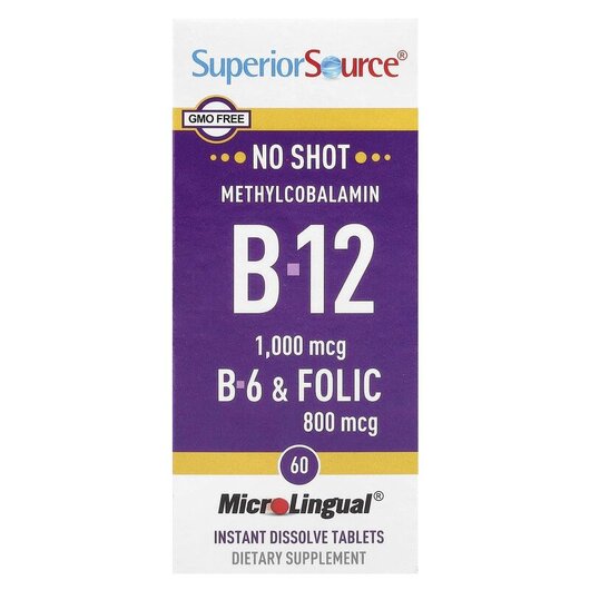 Основне фото товару Methylcobalamin B-12 B-6 & Folic Acid 1000 mg/800 mg Основне фото товару Methylcobalamin B-12 B-6 & Folic Acid 1000, Метилкобаламін B1