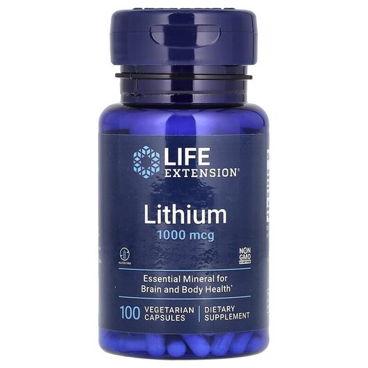 Основне фото товару Life Extension, Lithium 1000 mcg, Літій 1000 мкг, 100 капсул