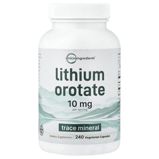 Основне фото товару Micro Ingredients, Lithium Orotate, Літій, 240 Vegetarian Capsule