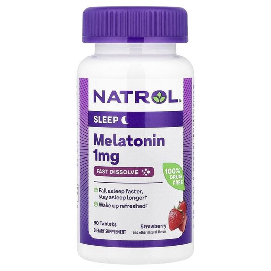 Основное фото товара Melatonin Fast Dissolve Strawberry 1 mg Основное фото товара Мелатонин, Melatonin Fast Dissolve Strawberry 1 mg, 90 таблеток