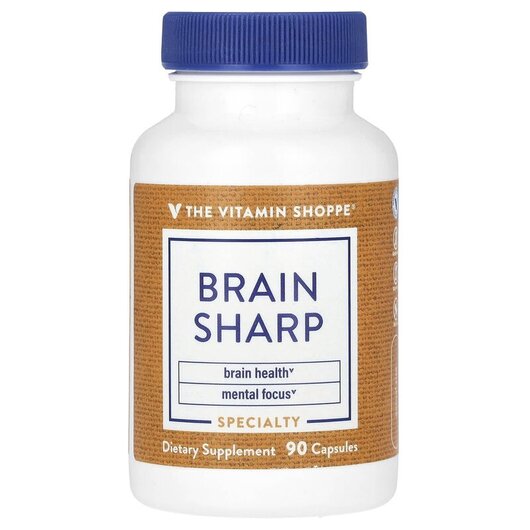 Основне фото товару Brain Sharp Основне фото товару TheVitaminShoppe, Brain Sharp, Підтримка мозку, 90 капсул