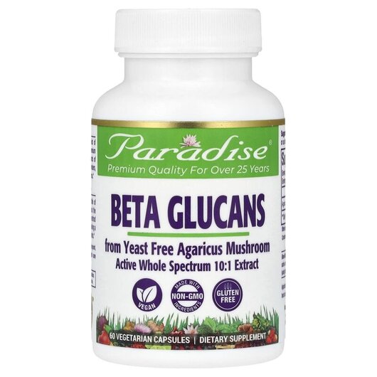 Основное фото товара Beta Glucans Yeast Free Основное фото товара Paradise Herbs, Бета D глюкан, Beta Glucans, 60 капсул