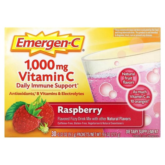 Основное фото товара Vitamin C Raspberry 1000 mg Основное фото товара Emergen-C, Витамин C, 1000 mg Vitamin C Raspberry, 30 шт