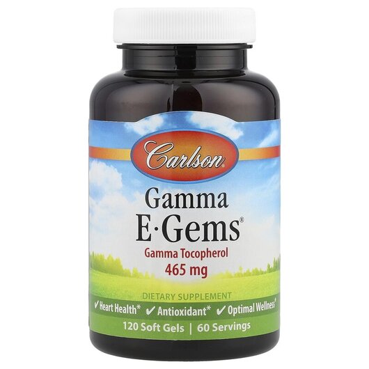 Основное фото товара Carlson, Витамин E Токоферолы, Gamma E-Gems 465 mg, 120 капсул
