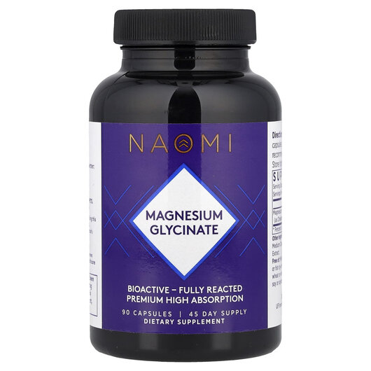 Основне фото товару Magnesium Glycinate Основне фото товару NAOMI, Magnesium Glycinate, Гліцинат магнію, 90 капсул