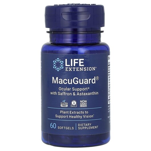 Основне фото товару MacuGuard Ocular Support with Saffron & Astaxanthin Основне фото товару MacuGuard + Astaxanthin, Підтримка здоров'я зору, 60 капсул