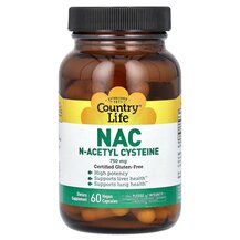 N-ацетилцистеїн NAC N-Acetyl Cysteine 750 mg Country Life