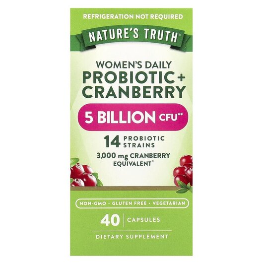 Основне фото товару Women's Probiotic + Cranberry, Пробіотики для жінок, 40 капс