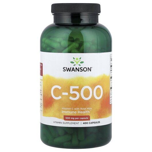 Основне фото товару C-500 Vitamin C with Rose Hips 500 mg Основне фото товару Swanson, C-500 Vitamin C with Rose Hips 500 mg, Вітамін C, 400 ка