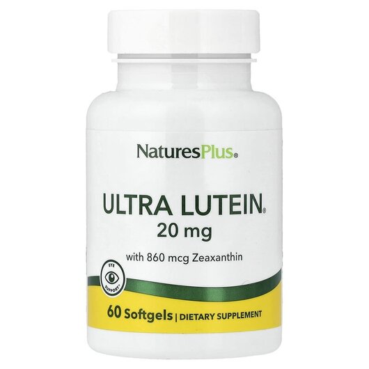 Основне фото товару Natures Plus, Ultra Lutein, Ультра Лютеїн 20 мг, 60 капсул