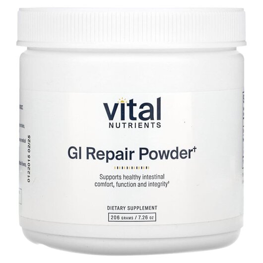 Основное фото товара GI Repair Powder Основное фото товара Vital Nutrients, Поддержка кишечника, GI Repair Powder, 168 г
