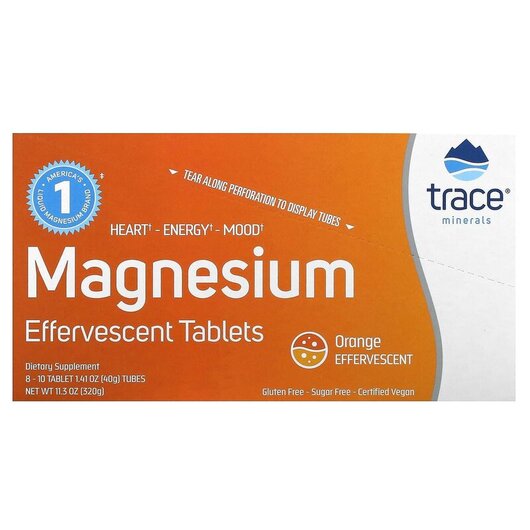 Основне фото товару Magnesium Effervescent Tablets Orange 8 Tubes Основне фото товару Magnesium Effervescent Tablets Orange, Магній карбонат, 10 Tablet