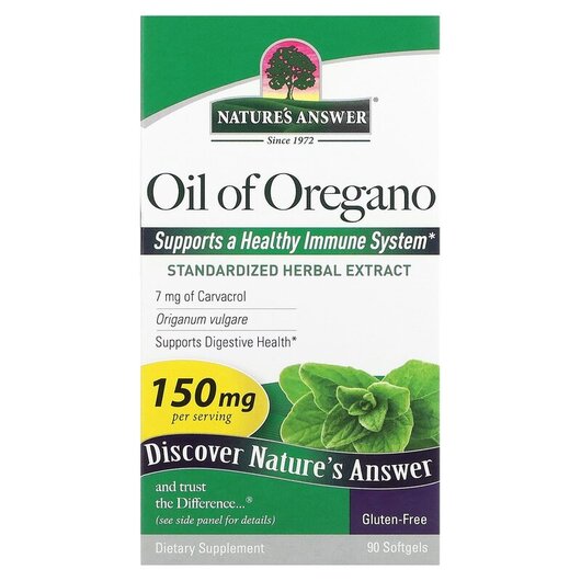 Основне фото товару Oil of Oregano Origanum Vulgare 150 mg, Олія орегано, 90 капсул