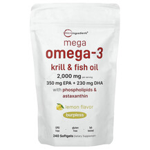 Фосфоліпіди Mega Omega-3 Krill & Fish Oil With & Lemon