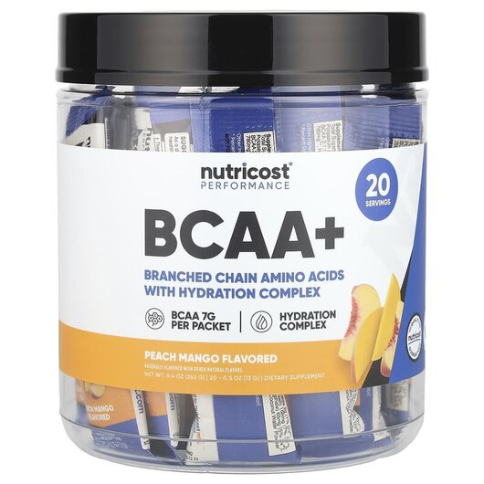 Основное фото товара Performance BCAA+ Peach Mango Основное фото товара Nutricost, БЦАА, Performance BCAA+ Peach Mango, 20 шт