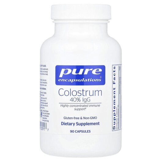 Основне фото товару Colostrum 40% IgG Основне фото товару Pure Encapsulations, Colostrum 40% IgG, Колострум, 90 капсул