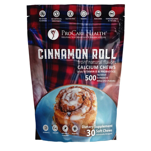Основне фото товару Calcium Chews plus Vitamin D & Probiotics Cinnamon Roll Flavor Основне фото товару Calcium Chews plus Vitamin D & Probiotics, Кальцій з D3 &