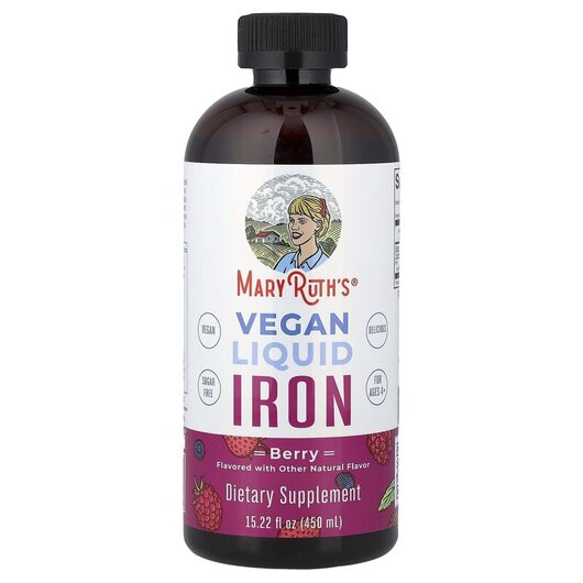 Основное фото товара MaryRuth's, Железо, Vegan Liquid Iron Berry, 450 мл