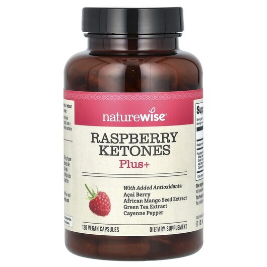 Основне фото товару Naturewise, Raspberry Ketones Plus+, Малина, 120 капсул