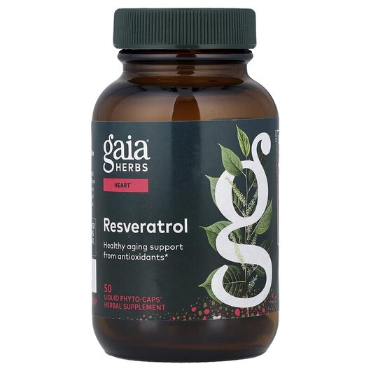 Основное фото товара Gaia Herbs, Транс-ресвератрол 150 мг, Resveratrol 150, 50 капсул