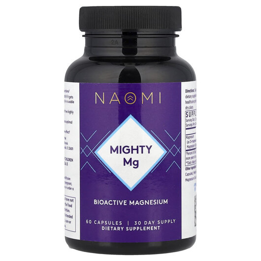Основне фото товару Mighty Mg, 180 mg Основне фото товару NAOMI, Mighty Mg, 180 mg, Магній, 60 капсул