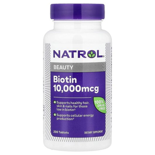 Основне фото товару Biotin Maximum Strength 10000 mcg, Вітамін B7 Біотин, 200 таблето
