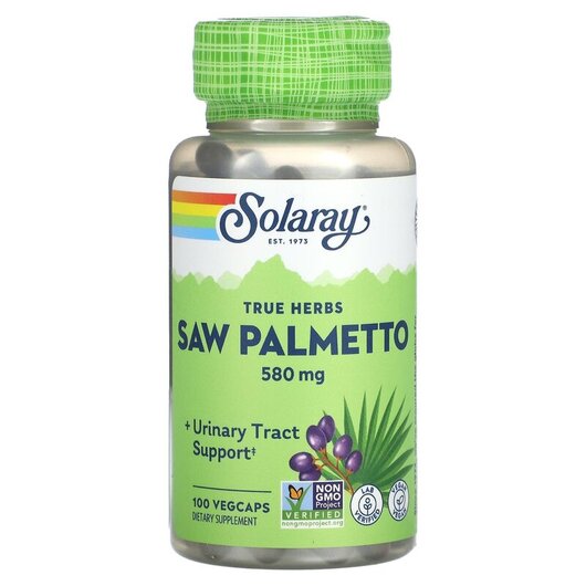 Основное фото товара True Herbs Saw Palmetto 580 mg Основное фото товара Solaray, Со Пальметто, True Herbs Saw Palmetto 580 mg, 100 Vegcap