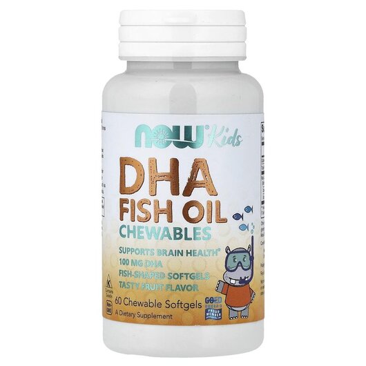 Основне фото товару NOW Foods, Kid's Chewable DHA, ДГК для дітей, 60 капсул