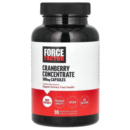 Основне фото товару Cranberry Concentrate 500 mg Основне фото товару Force Factor, Cranberry Concentrate 500 mg, Журавлина, 90 капсул
