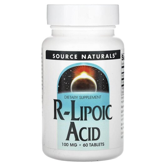 Основне фото товару R-Lipoic Acid 100 mg Основне фото товару R-Lipoic Acid 100 mg 60, R-ліпоєва кислота 100 мг, 60 таблеток