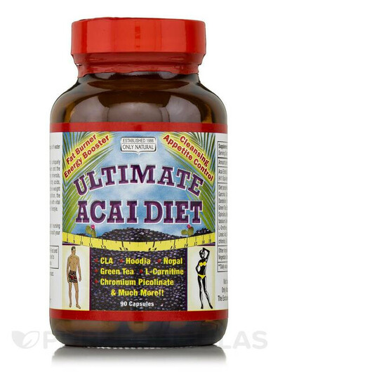Основне фото товару Ultimate Acai Diet Основне фото товару Only Natural, Ultimate Acai Diet, Ягоди Асаї, 90 капсул