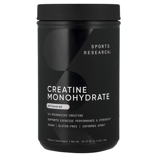 Основне фото товару Creatine Monohydrate Unflavored Основне фото товару Sports Research, Creatine Monohydrate Unflavored, Креатин, 1 кг