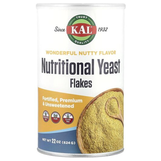 Основное фото товара Nutritional Yeast Flakes Unsweetened Основное фото товара KAL, Пищевые дрожжи, Nutritional Yeast Flakes, 624 г