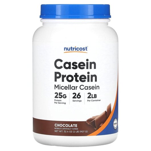 Основне фото товару Casein Protein Chocolate Основне фото товару Nutricost, Casein Protein Chocolate, Протеїн, 907 г