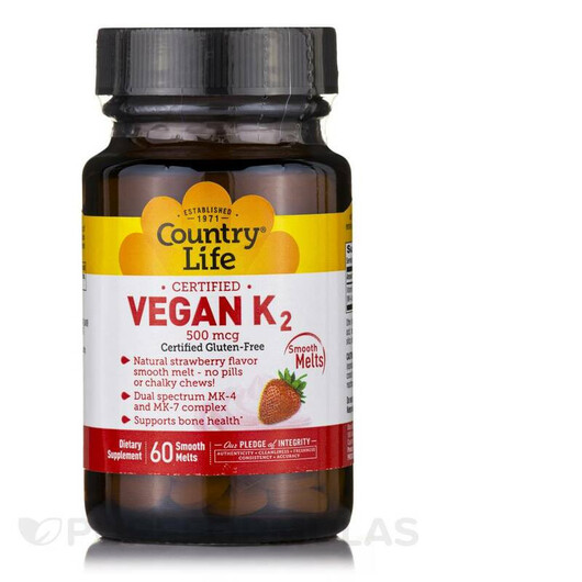 Основное фото товара Vegan K2 500 mcg Strawberry Flavor Основное фото товара Витамин K2, Vegan K2 500 mcg Strawberry Flavor, 60 Smooth Melts