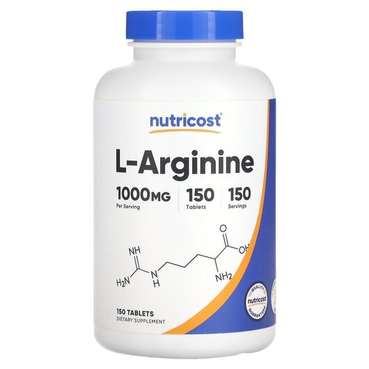 Основне фото товару Nutricost, L-Arginine 1000 mg, L-Аргінін, 150 таблеток