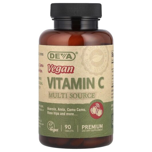 Основне фото товару Vegan Vitamin C Multi Source Основне фото товару Deva, Vegan Vitamin C Multi Source, Веганський Вітамін C, 90 табл