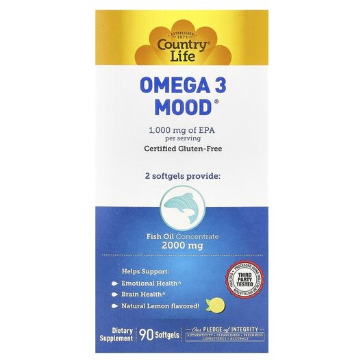 Основне фото товару Omega 3 Mood Natural Lemon Flavored Основне фото товару Omega 3 Mood Natural Lemon Flavored 90, Омега 3, 90 капсул