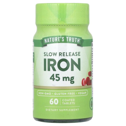 Основное фото товара Nature's Truth, Железо, Slow Release Iron 45 mg, 60 таблеток