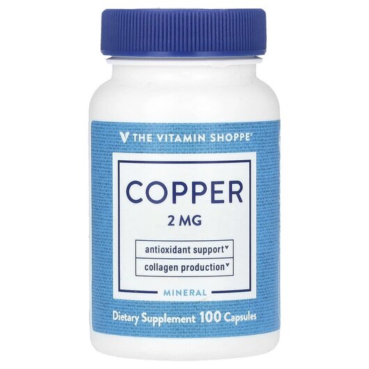 Основне фото товару Copper 2 mg Основне фото товару TheVitaminShoppe, Copper 2 mg, Мідь, 100 капсул