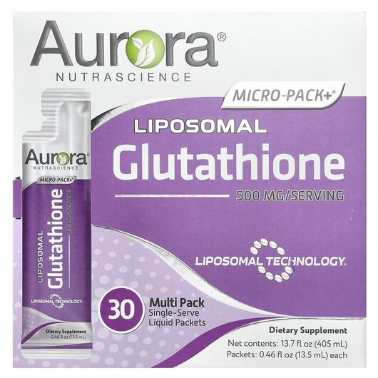 Основне фото товару Micro-Pack+ Glutathione 500 mg 30 Packets Основне фото товару Aurora Nutrascience, Micro-Pack+ Glutathione 500 mg, Глутатіон, 1