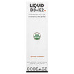 Фото товару CodeAge, Liquid D3 + K2 Unflavored, Вітаміни D3 K2, 29.6 мл