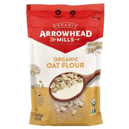 Основное фото товара Arrowhead Mills, Овес, Organic Oat Flour, 453 г