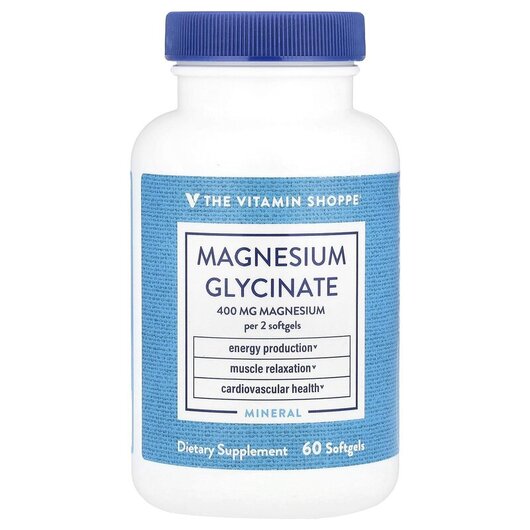 Основне фото товару Magnesium Glycinate 400 mg Основне фото товару TheVitaminShoppe, Magnesium Glycinate 400 mg, Магній, 60 капсул
