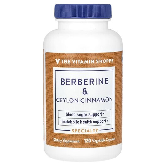 Основне фото товару Berberine & Ceylon Cinnamon Основне фото товару TheVitaminShoppe, Berberine & Ceylon Cinnamon, Берберин, 120