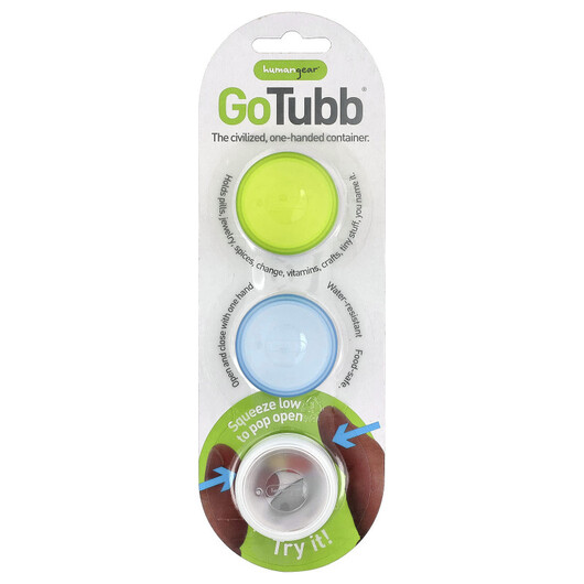 Основное фото товара Пищевые контейнеры, GoTubb Containers Clear Green Blue, 3 шт