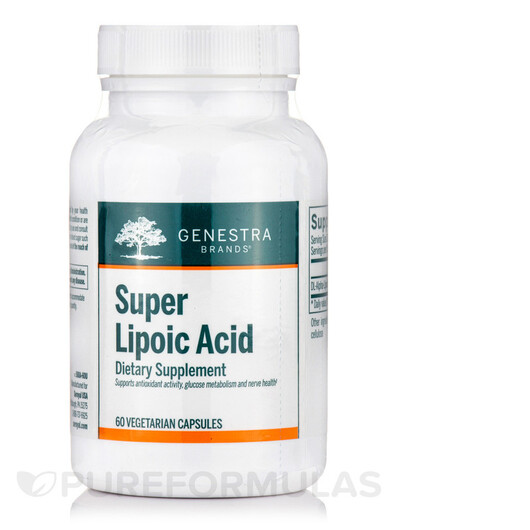 Основне фото товару Super Lipoic Acid Основне фото товару Genestra, Super Lipoic Acid, Альфа-ліпоєва, 60 капсул