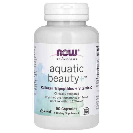 Основне фото товару Solutions Aquatic Beauty+ Основне фото товару NOW Foods, Solutions Aquatic Beauty+, Морський колаген, 90 капсул